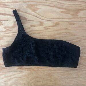 PacSun Black One-Shoulder Bandeau Scrunch Bikini Top